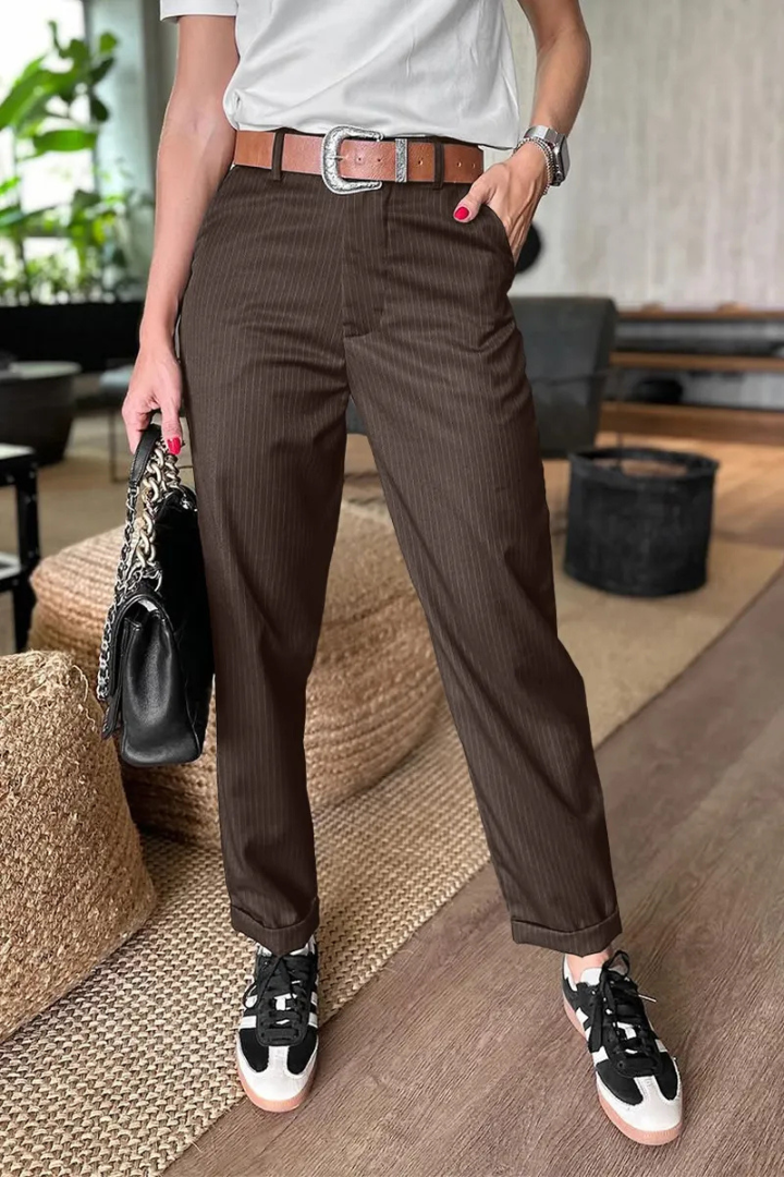 MATHILDA – PINSTRIPE TAILORED TROUSERS