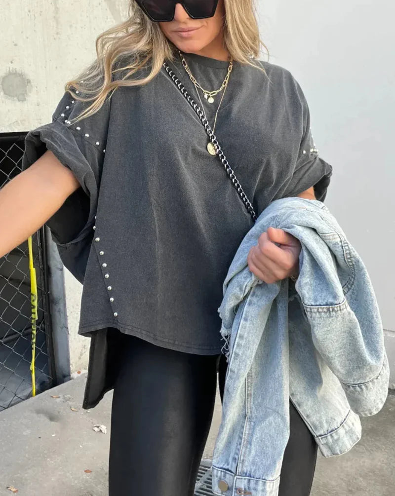 BELLA | STUDDED OVERSIZED TEE