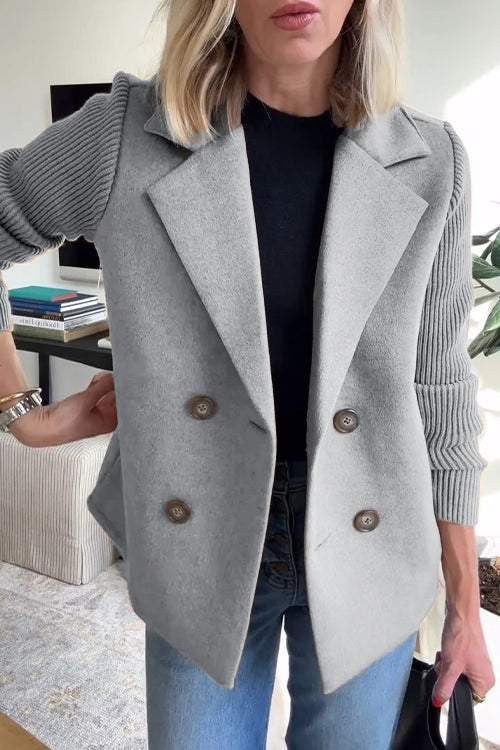 Harper – Patchwork Sleeve Casual Coat